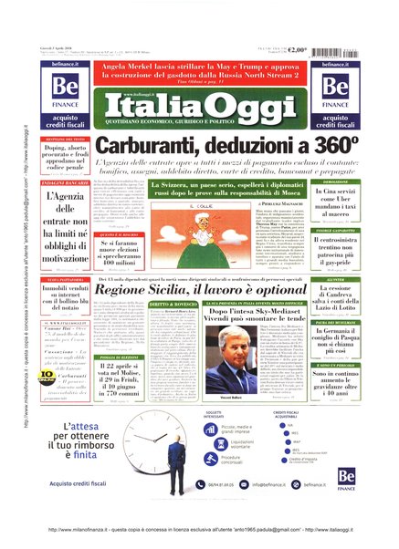 Italia oggi : quotidiano di economia finanza e politica